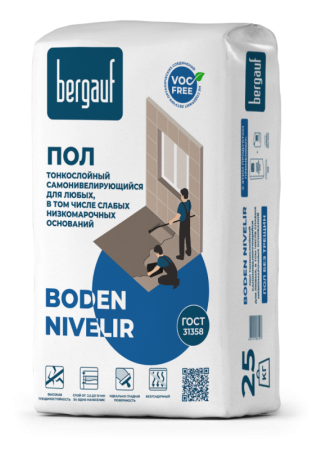 самовыравнивающийся наливной пол Bergauf Boden Nivelir 25 кг.
